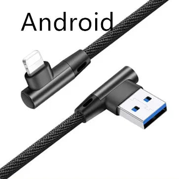 Denim fabric USB fast charging cable with aluminium connectors in black, blue, or red colours