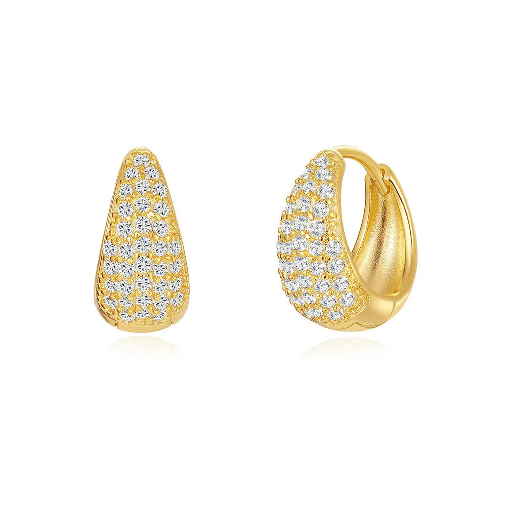 Brass diamond earclip earrings in geometric round design with golden tone colour options