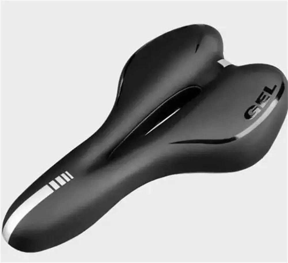 Bicycle cushion with thickened silicone padding and black PU leather cover on bicycle seat
