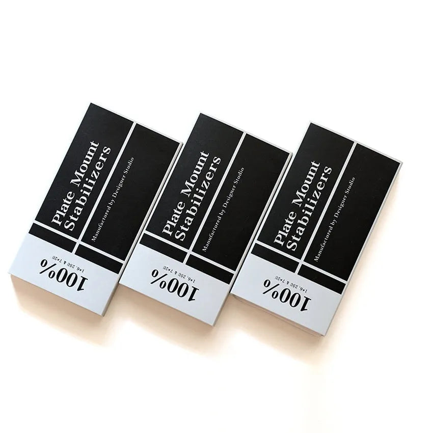 Keyboard stabiliser accessory kit showing 6.25U and 7U satellite axes with 4.3-inch bar in Black or Milky White