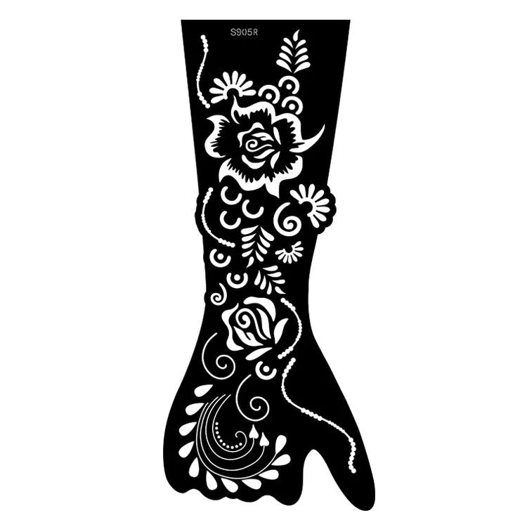 Geometric hollow template tattoo sticker with machine-cut edges and three-dimensional paper carving texture