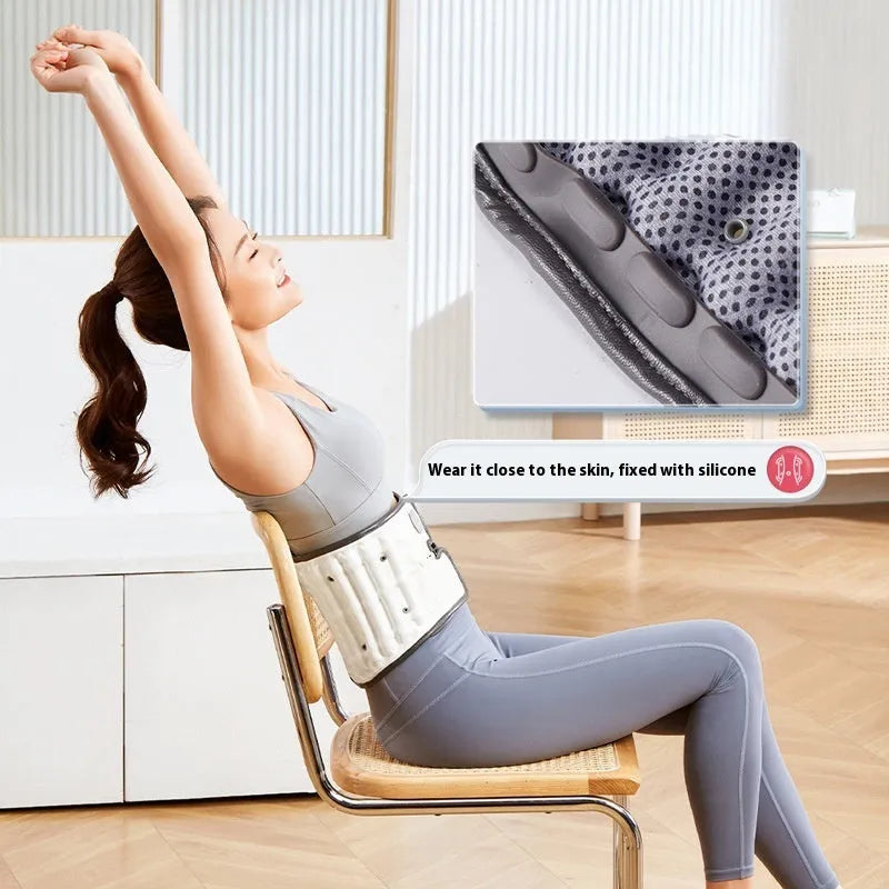 Automatic inflation lumbar support waist belt in PU material on a grey background