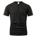 Men's solid colour slub cotton short sleeve T-shirt in British-style pullover design.