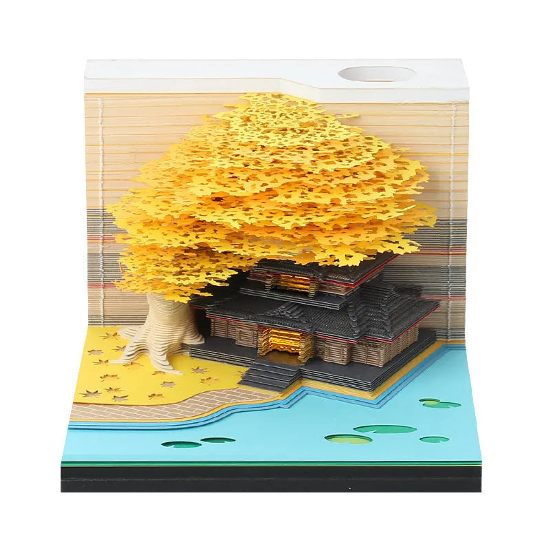 3D sticky note paper carving notepad with tear-off pages and decorative ornament design