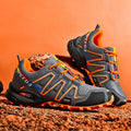 Plus size men's casual shoes with synthetic leather upper and mesh lining in three colour variations