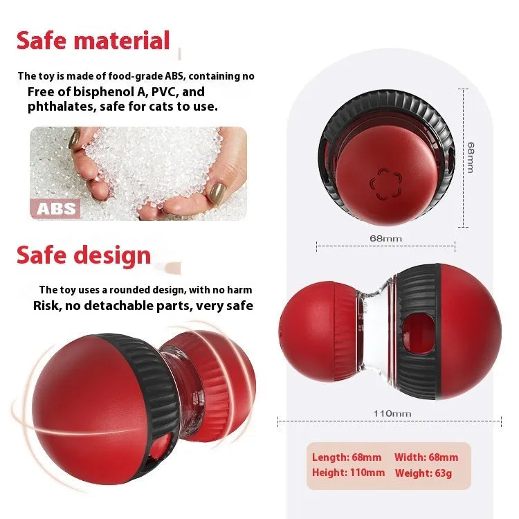 Rotating funny cat sound food dropping ball toy in super ball colour for interactive feline feeding