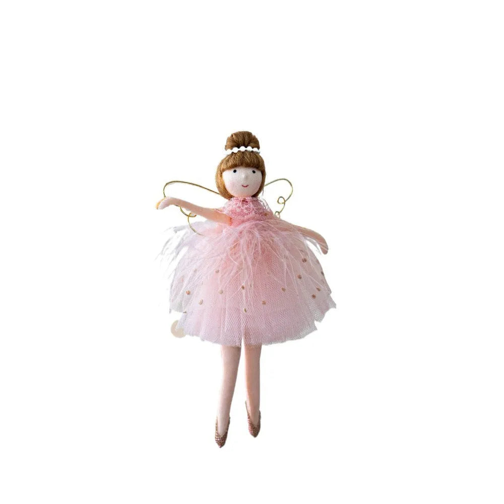 Pink and white cloth ballet girl angel plush doll with pendant design
