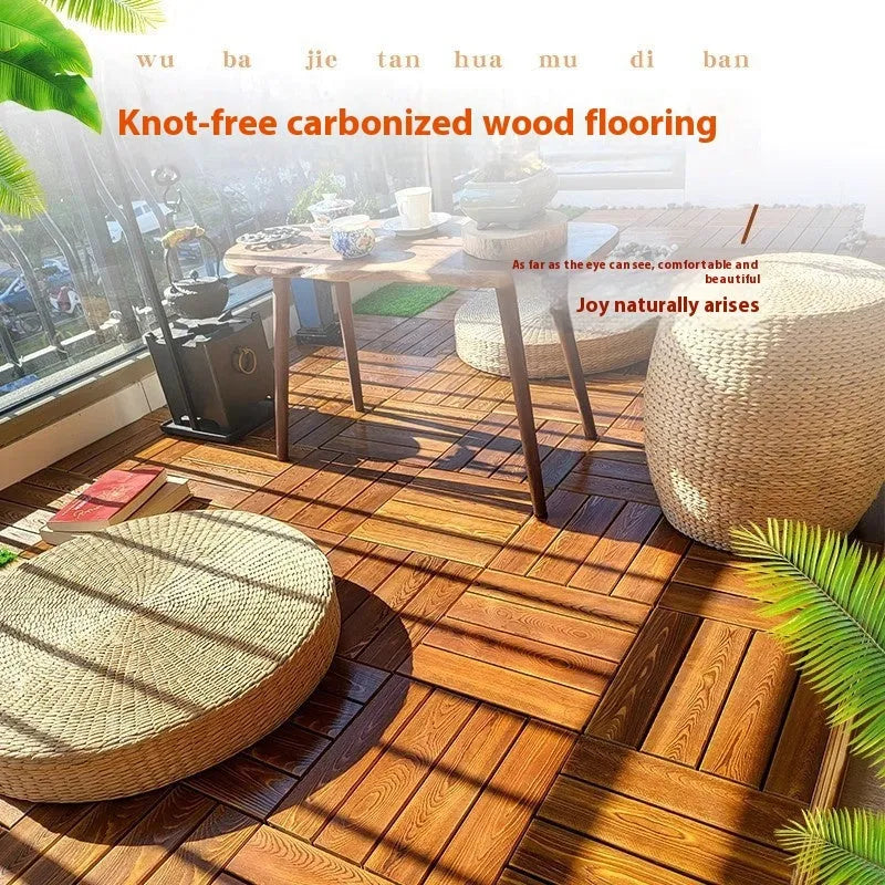 Camphor pine wood flooring tiles 30x30cm for balcony indoor outdoor use
