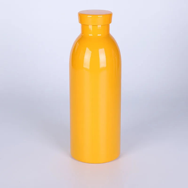 304 stainless steel double-layer vacuum insulated milk bottle 500ml in black finish with small mouth tumbler shape
