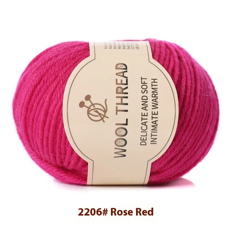 Roll of woolen knitting yarn thread for hand knitting with size 10 needles in various colour options