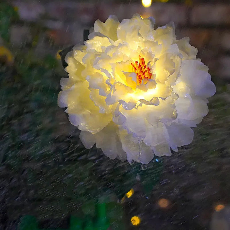 Solar landscape lamp peony simulation IP65 LED 730mm pink light yellow jade white