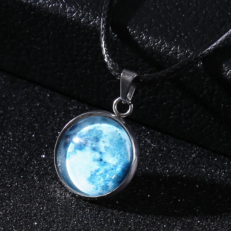Christmas moon night sky luminous alloy pendant necklace with constellation design on adjustable chain