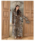 Women's faux fur coat with detachable fur collar in long and mid-length street fashion styles