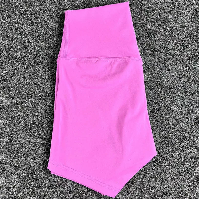 Women's high waist yoga shorts in quick-dry nylon fabric available in multiple colours