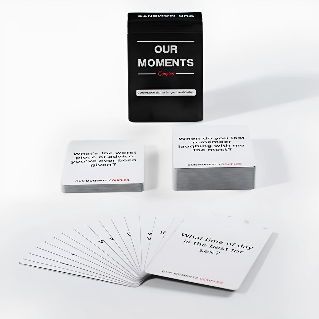 Our Time Lovers Edition communication cards in black packaging, measuring 9 by 6.5 centimetres.