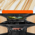 Auto retractable car sun curtain in thick opaque cloth material deployed on vehicle window