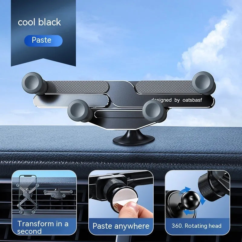 Silver alloy car air vent phone mount bracket with snap-on clips