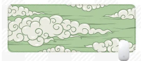Japanese simple style cloud pattern desk mat with natural rubber non-slip backing in multiple size options