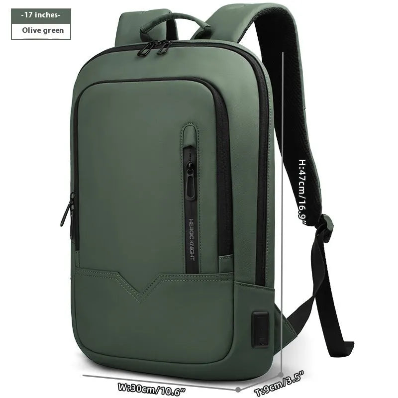 Solid colour lightweight polyester backpack with USB charging port on side, shown in multiple colour options.