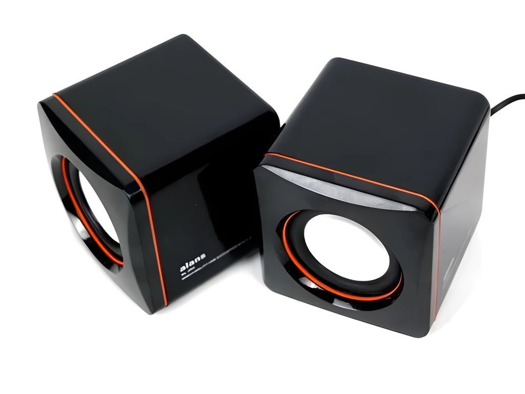Black square USB-powered 2.0 computer speaker for 700B models on desktop