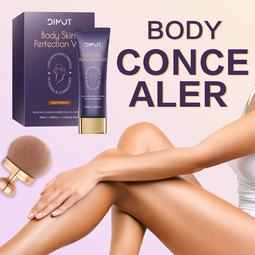108ml jar of waterproof body concealer cream with an application brush for covering tattoos and birthmarks.