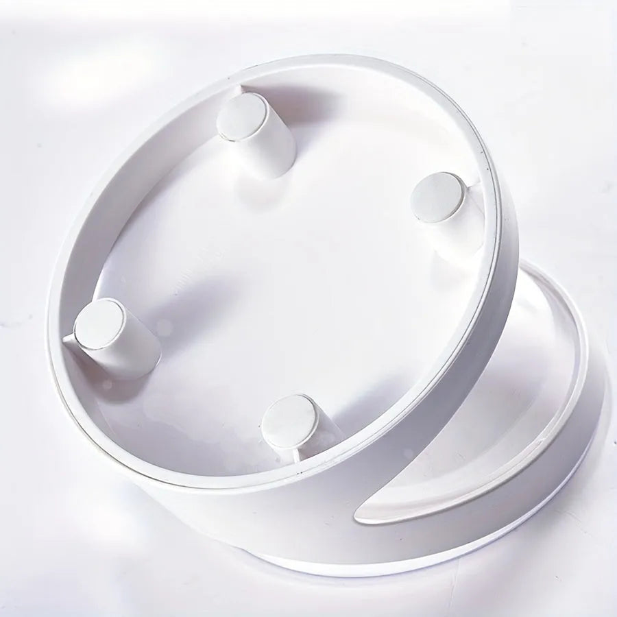 White elevated cat food bowl showing 5cm height and tilted angle design