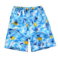Men's printed five-point swimming trunks with floral pattern in polyester fabric