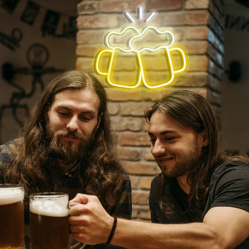 Yellow acrylic Bar Beer Cheers neon LED decorative light with USB plug
