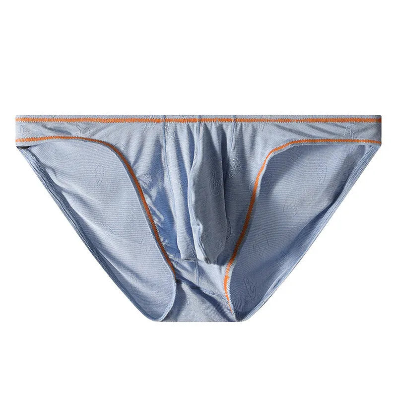 Men's ice silk modal underwear in dark grey showing knitted construction and hip support design
