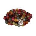 Tourmaline colour alloy bracelet with 108 beads in multi-layer hanging design featuring lotus pattern