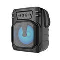 3107 colour portable Bluetooth speaker with mini card slot showing compact 110x87x137mm dimensions