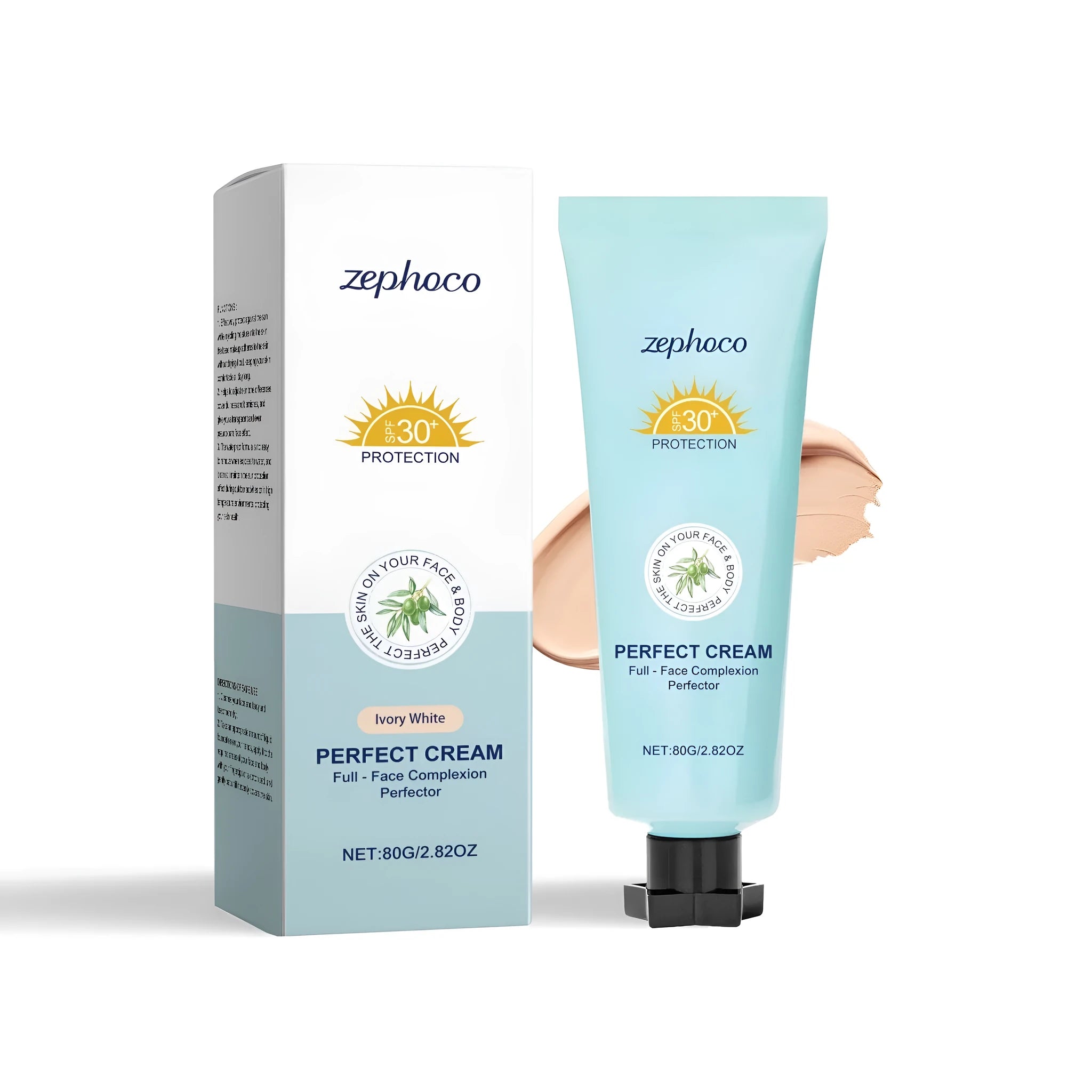 Bottle of hydrating liquid foundation with aloe and hyaluronic acid, shown in one of three shades.
