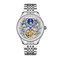 Men's waterproof business watch with steel strap showing 16mm thickness stainless steel case