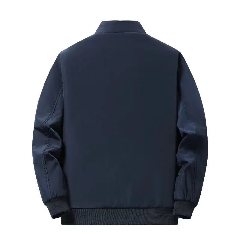 Men's winter thickening polyester padded coat in black, casual oversized fit, front view