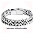 Silver geometric men's titanium steel bracelet shown in 4x8mm and 5x10mm styles.