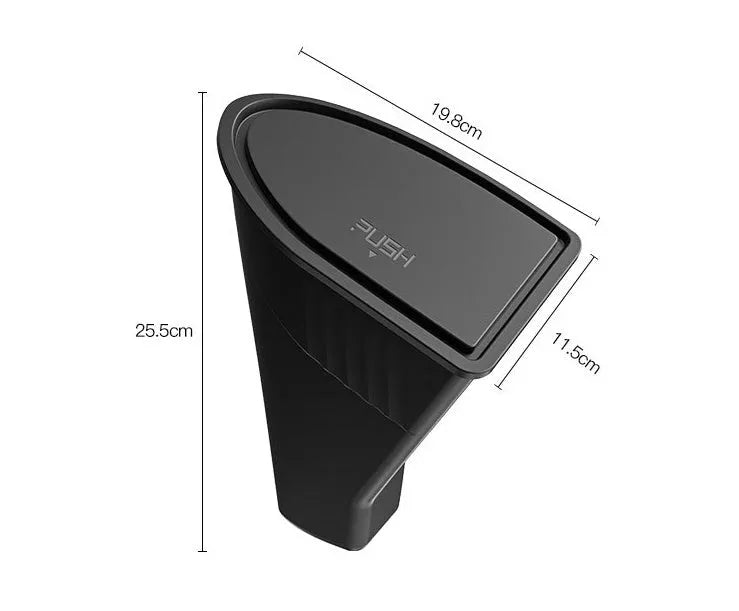 Two black ABS plastic car door storage boxes for Tesla Model Y front door pockets