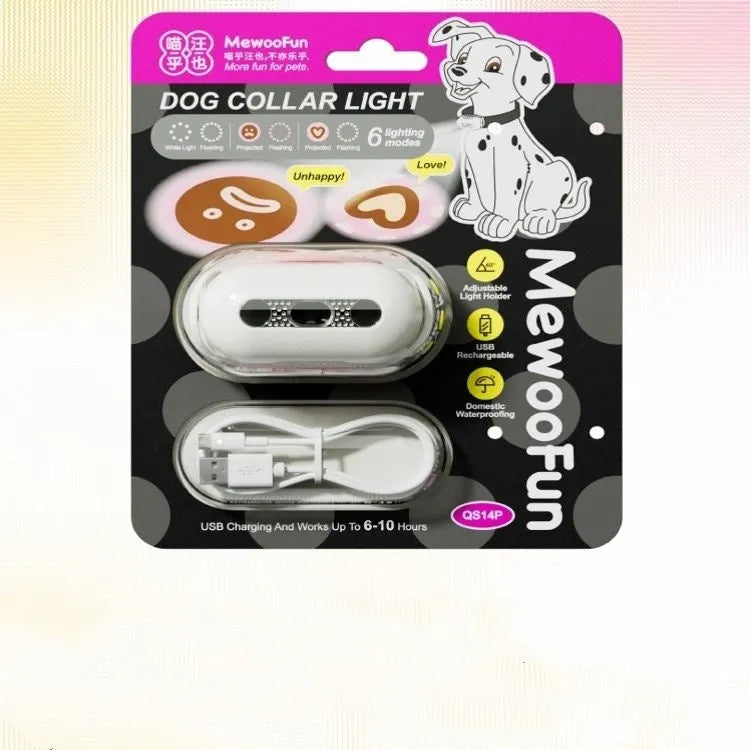 Pet luminous collar with hanging lamp ring in four colour options: fresh pink, delicate grey, cure green, caramel mocha