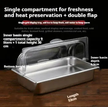 Stainless steel commercial dining plate display box with lid in multiple grid configurations