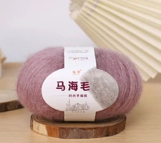 Mohair wool ball for DIY scarf knitting kit with Inverness thread in multiple colour options