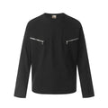 Men's loose fit cotton pullover top in American retro style showing black and flower grey colour options
