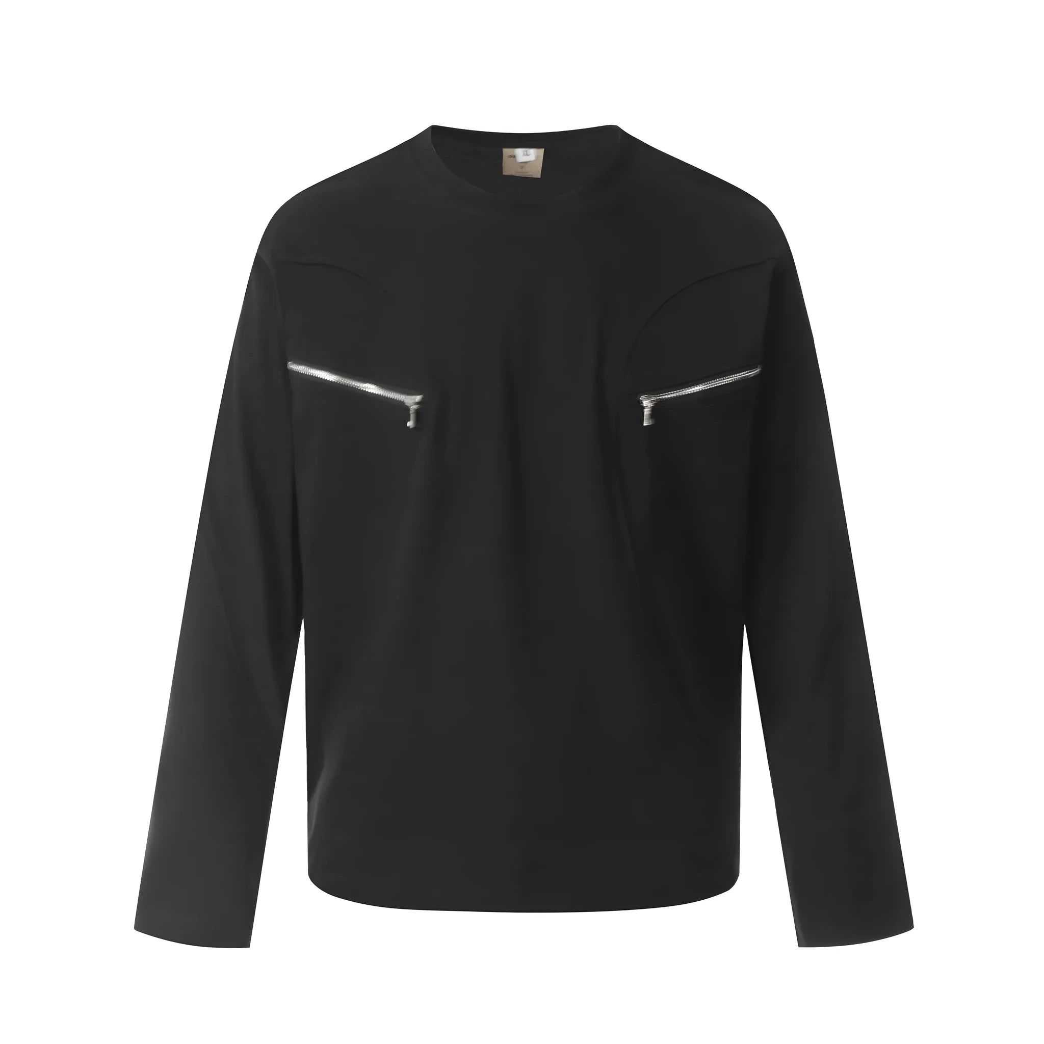 Men's loose fit cotton pullover top in American retro style showing black and flower grey colour options
