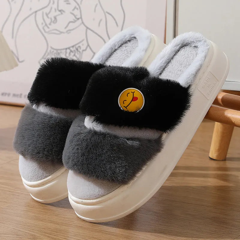 Thermal cotton slippers with plush upper in various colour blends showing oversleeve design