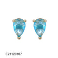 Brass gold-plated pear-shaped drop earrings with cubic zirconia stones and candy colour finish