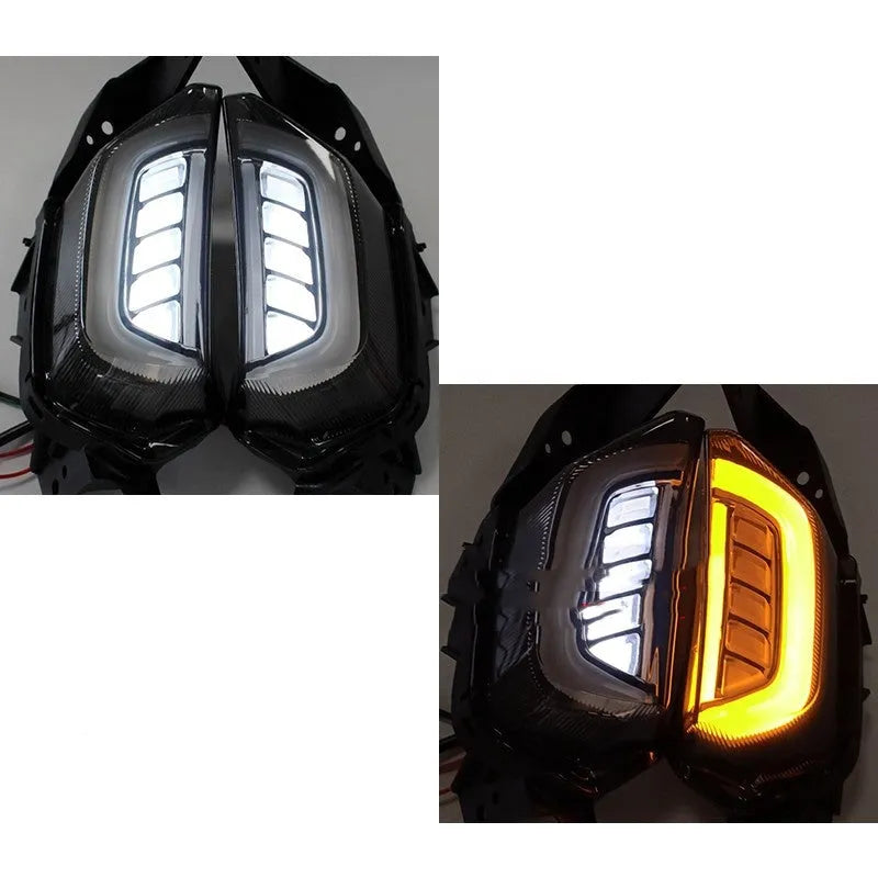 Yamaha NMAX155 LED turn signal steering light kit in white yellow, blue yellow, or red yellow colours