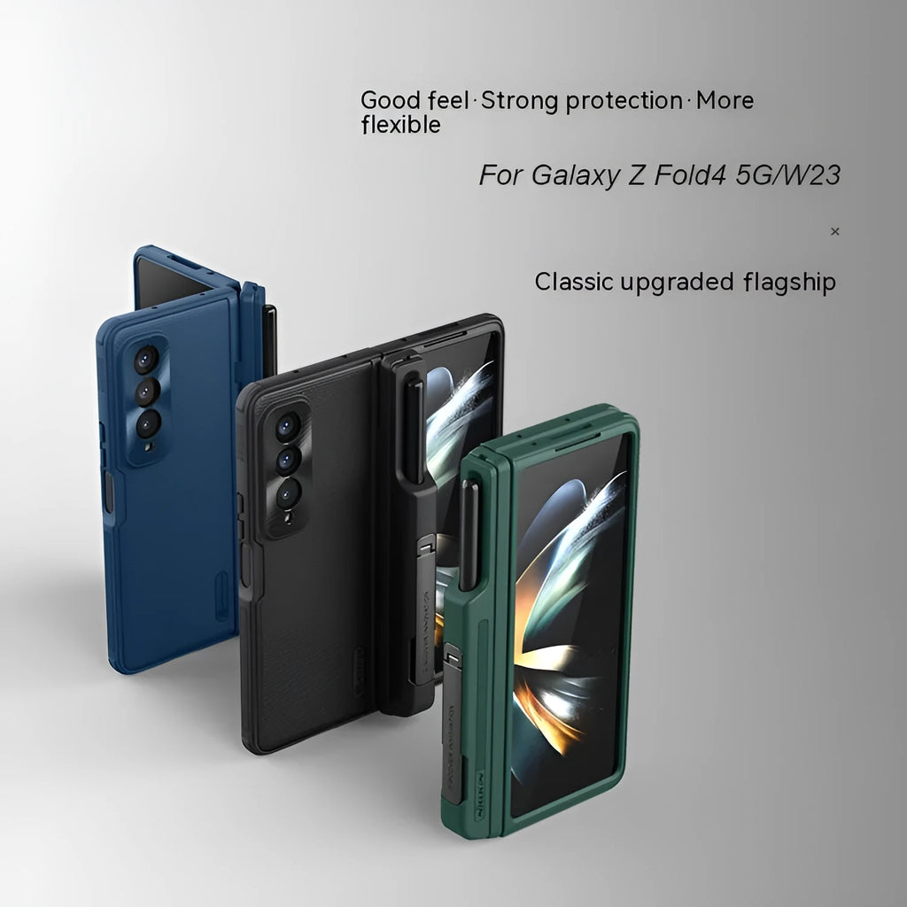 Samsung Z Fold 5 5G frosted shield PC phone case in Black with bracket