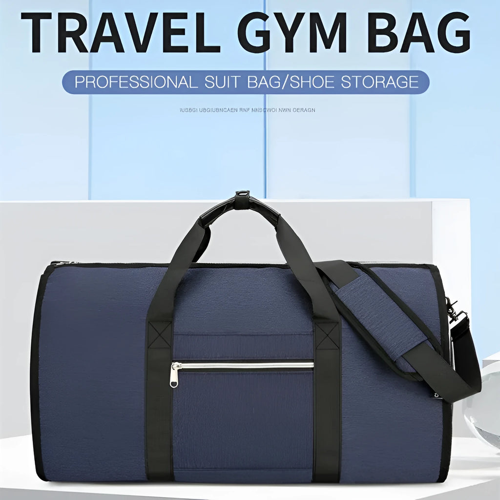 Multi-purpose Oxford cloth storage bag in grey colour, showing compartments and expansion feature.