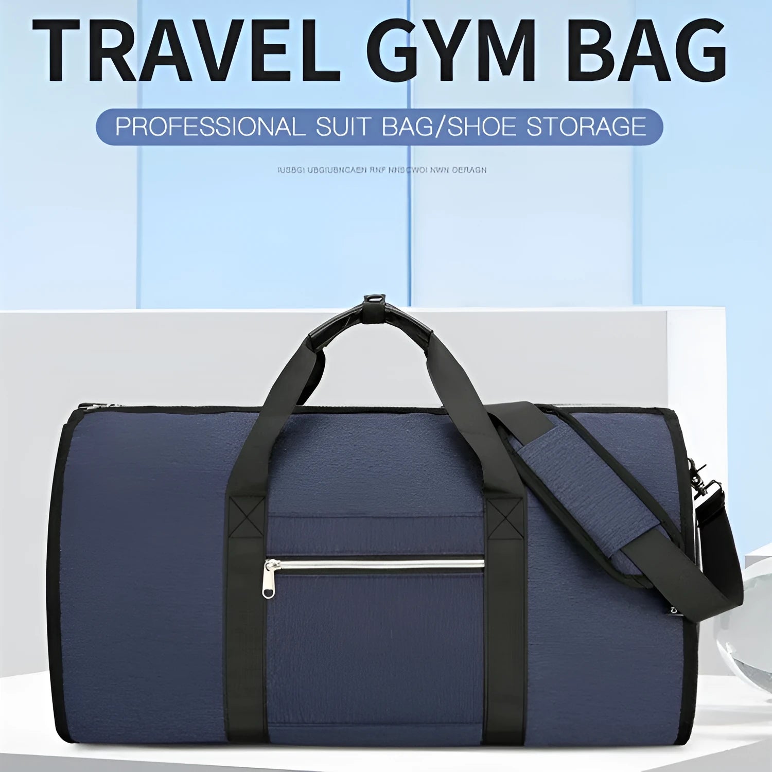 Multi-purpose Oxford cloth storage bag in grey colour, showing compartments and expansion feature.