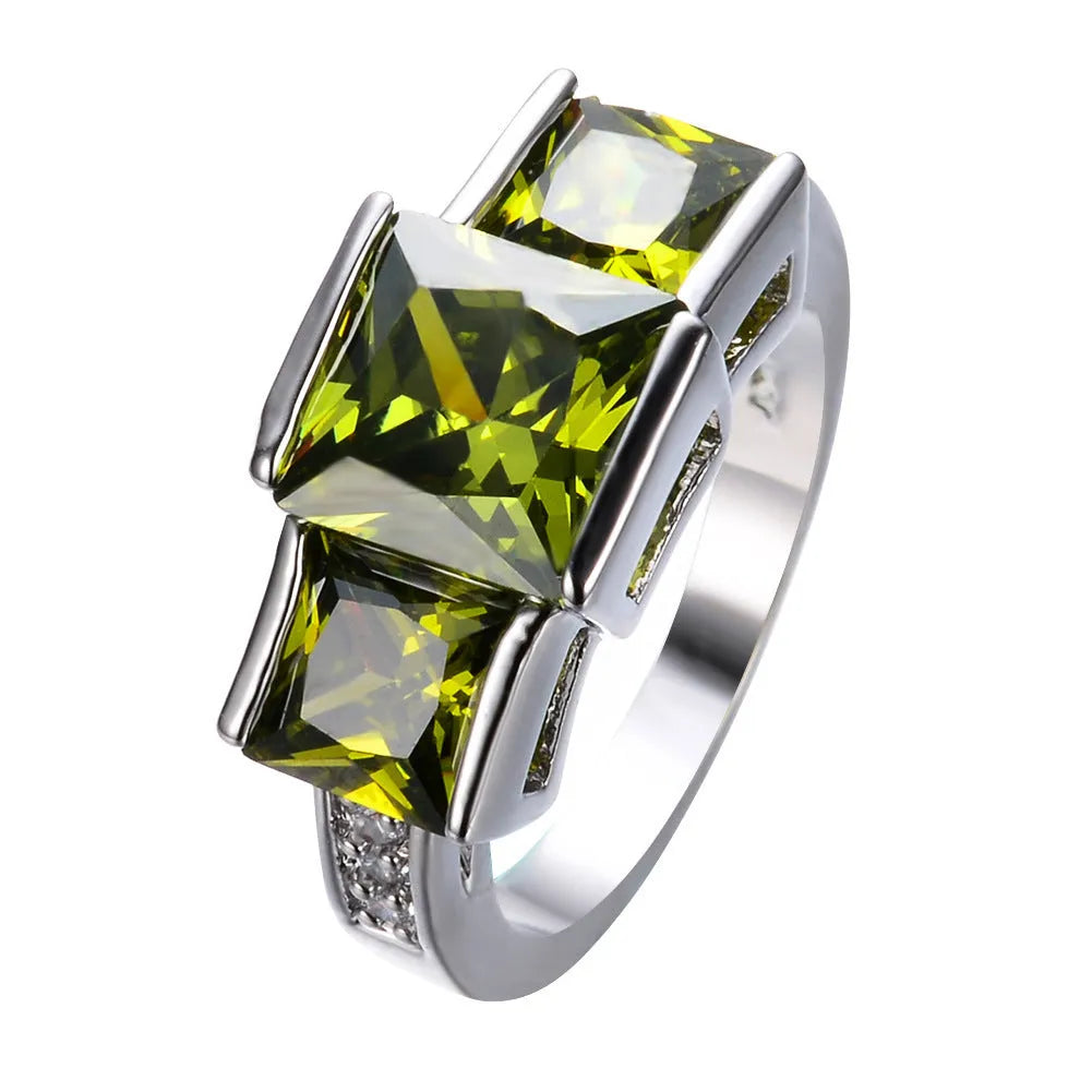 Geometric copper women's ring with an electroplated finish shown in multiple colour options on a white background.