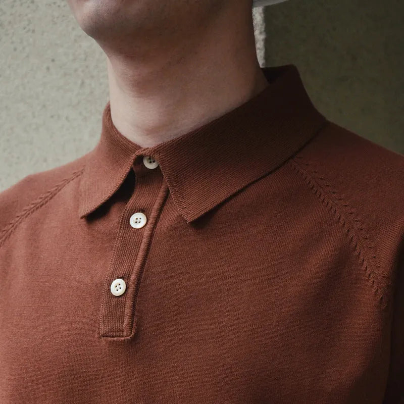 Retro knitted cotton short-sleeved T-shirt in slim fit on a hanger