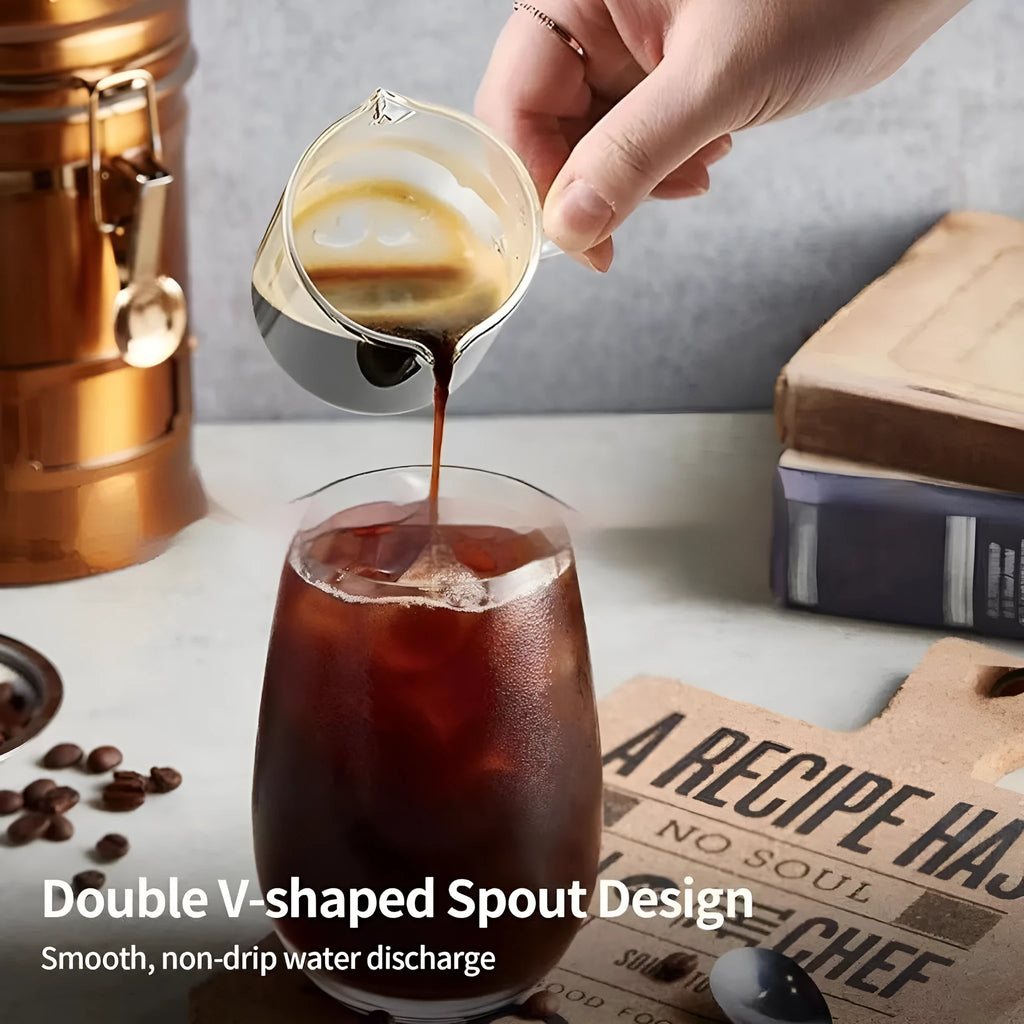 Transparent white double mouth glass coffee cups, shown as a set.